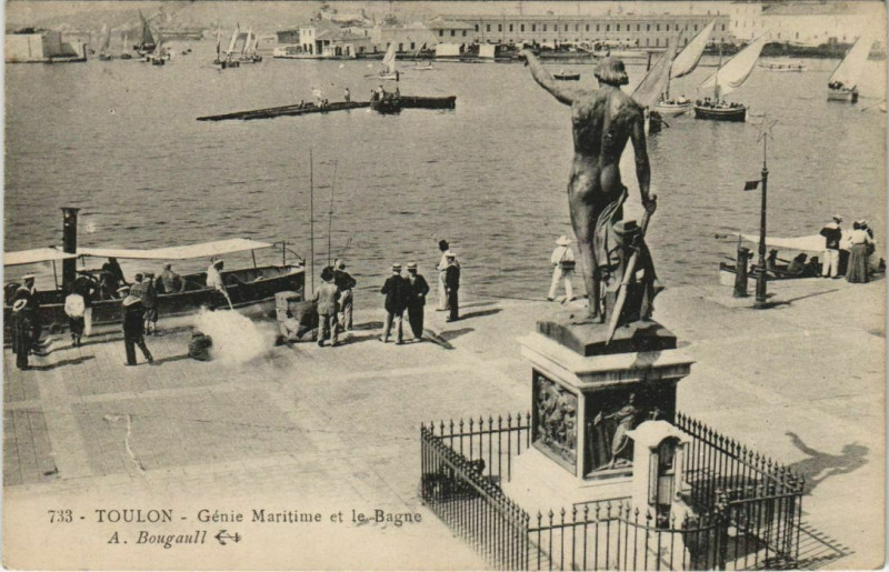 Carte postale ancienne Toulon Genie Maritime et le Bagne France à Toulon