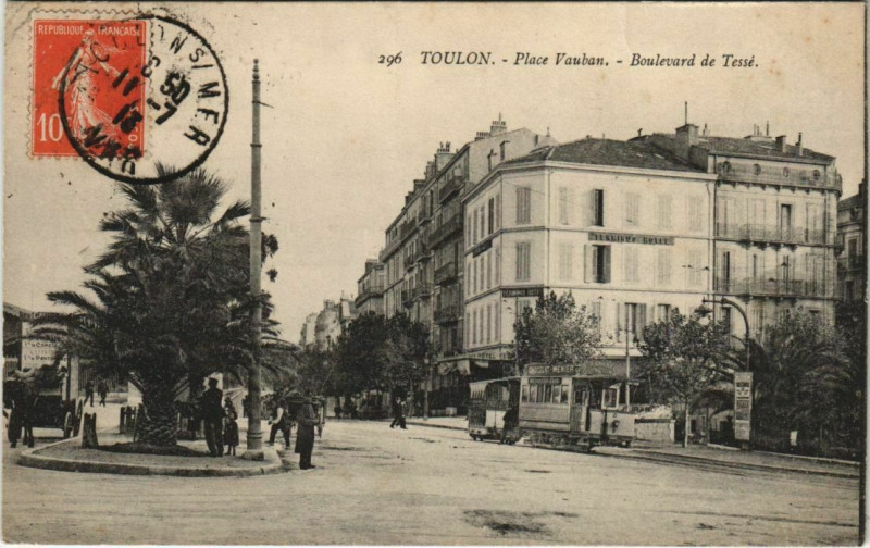 Carte postale ancienne Toulon Place Vauban ,Boulevard de Tesse France à Toulon