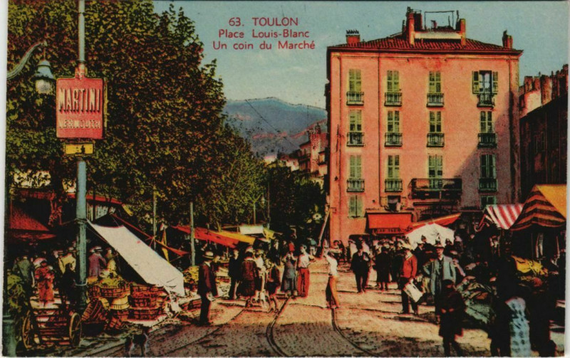 Carte postale ancienne Toulon Place Louis Blanc ,Un coin du Marche France à Toulon