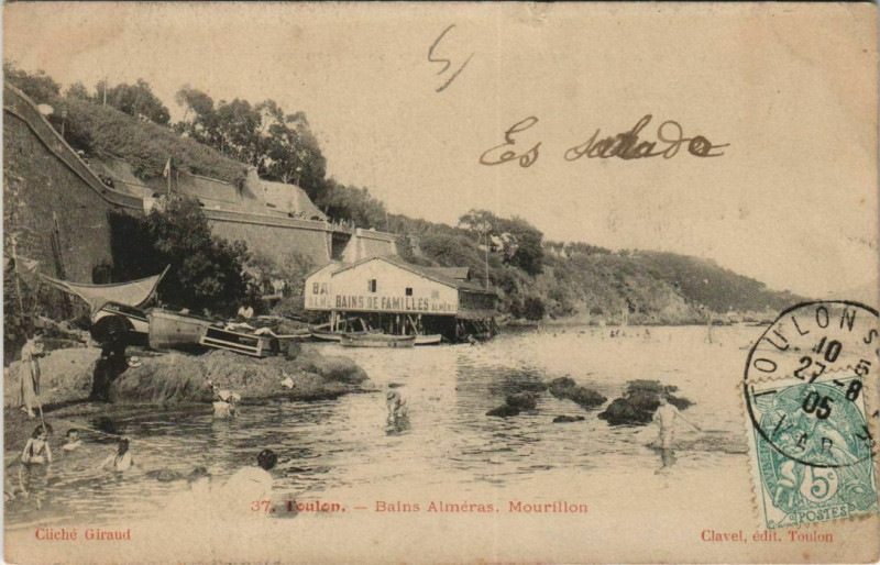 Carte postale ancienne Toulon Bains Almeras, Mourillon France à Toulon