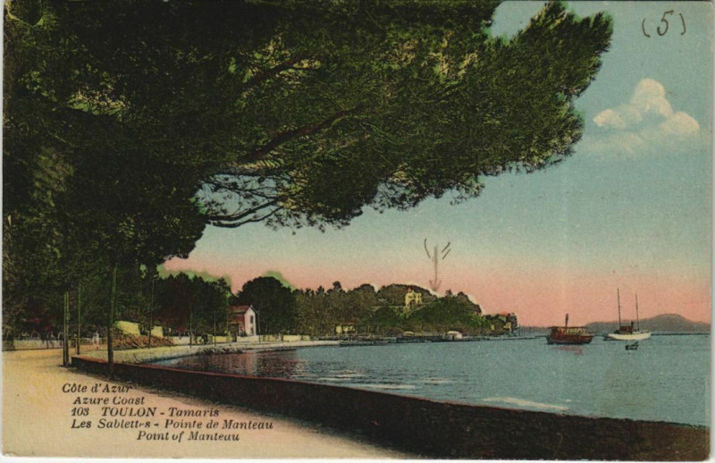 Carte postale ancienne Toulon Les Sablettes ,Pointe de Manteau France à Toulon