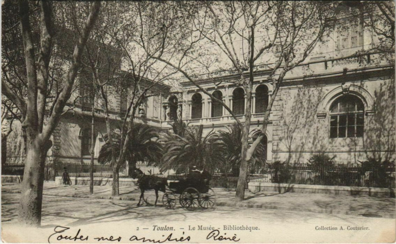 Carte postale ancienne Toulon Le Musee ,Bibliotheque France à Toulon