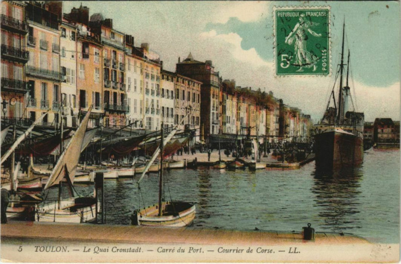 Carte postale ancienne Toulon Quai Cronstadt ,Carre du Port France à Toulon
