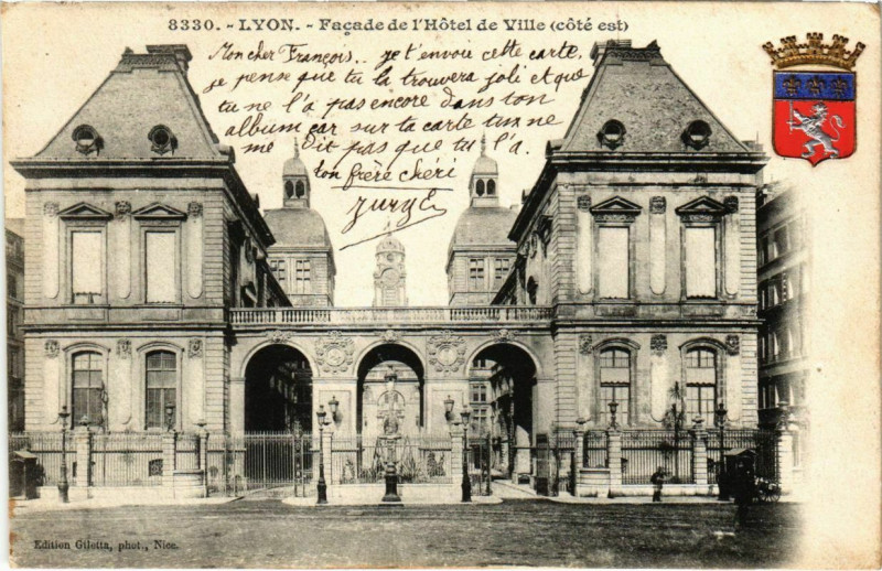 Carte postale ancienne Lyon- Hotel de Ville France à Lyon