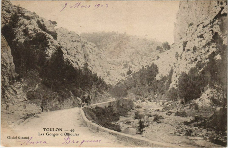 Carte postale ancienne Toulon Les Gorges d'Ollioules France à Toulon