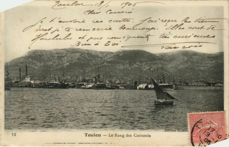 Carte postale ancienne Toulon Le Rang des Cuirasses France à Toulon
