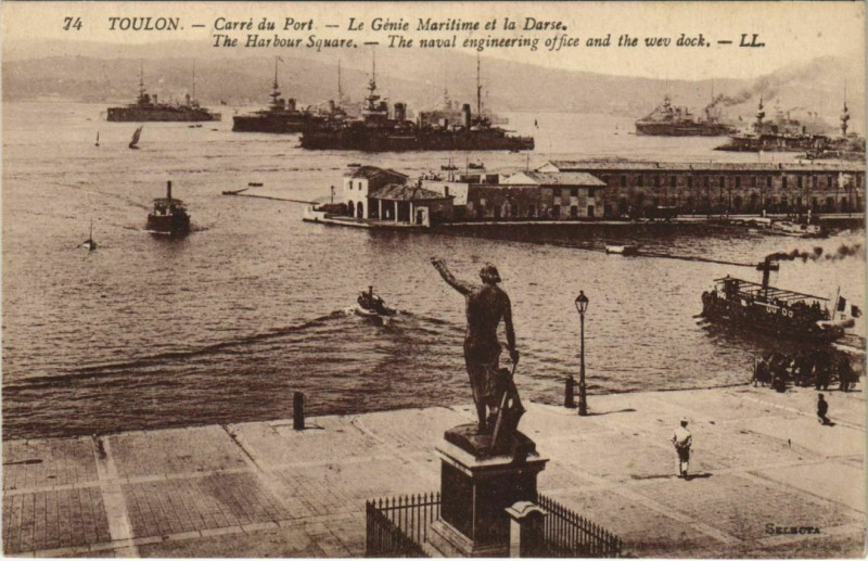 Carte postale ancienne Toulon Carre du Port ,Genie Maritime et la Darse France à Toulon
