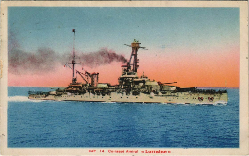 Carte postale ancienne Toulon Cuirasse Amiral Lorraine France à Toulon
