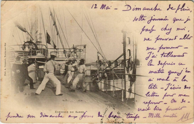 Carte postale ancienne Toulon Exercice du Sabre France à Toulon