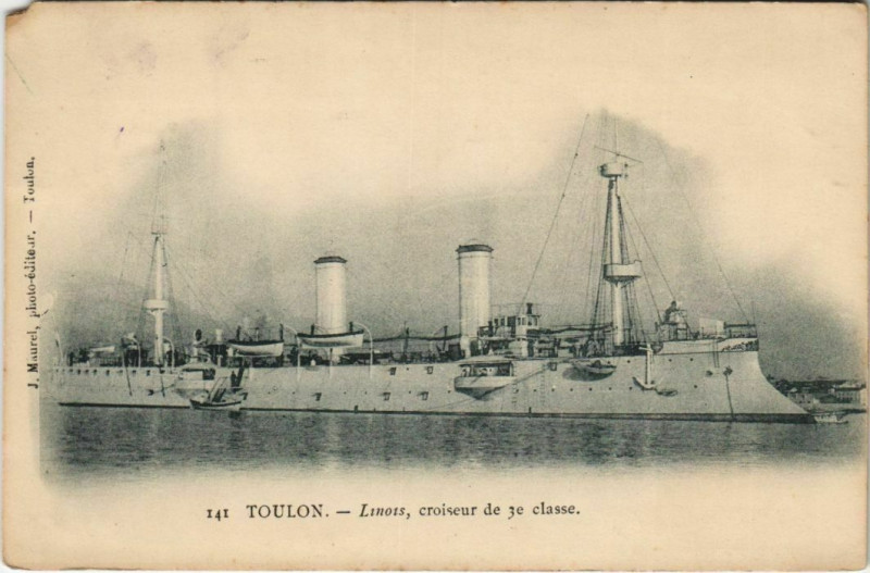 Carte postale ancienne Toulon Linois ,croiseur de 3e classe France à Toulon