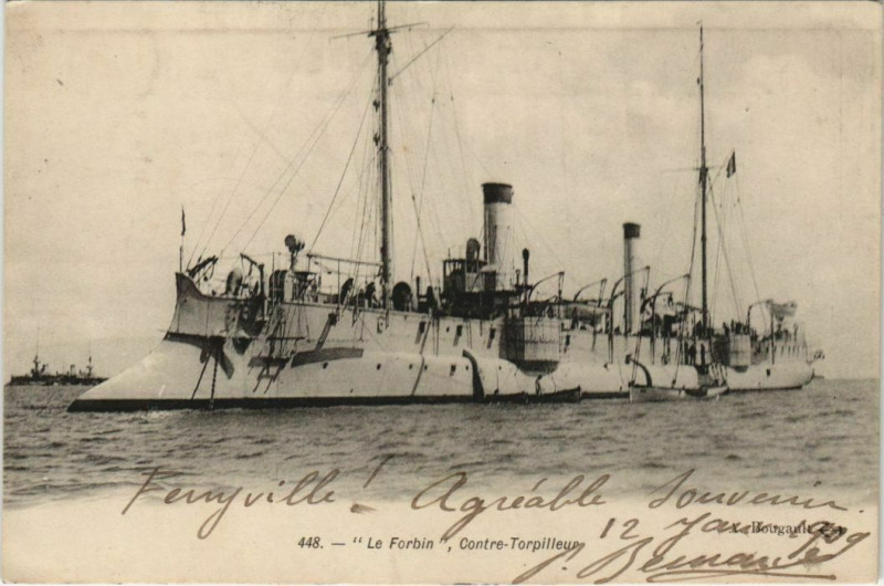Carte postale ancienne Toulon Le Forbin, Contre Torpilleur France à Toulon