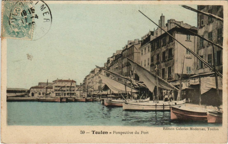 Carte postale ancienne Toulon Perspective du Port France à Toulon