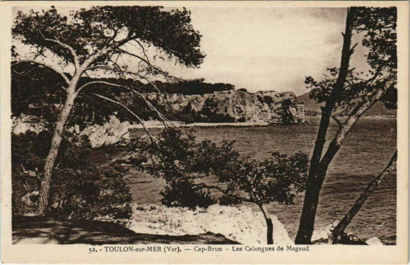 Carte postale ancienne Toulon Cap Brun ,Les Calangues de Magaud France à Toulon