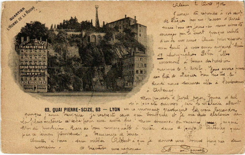 Carte postale ancienne Lyon- Quai Pierre Scize France à Lyon