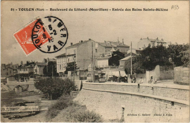 Carte postale ancienne Toulon Boulevard du Littoral ,Entree des Bains Sainte-Helene France à Toulon