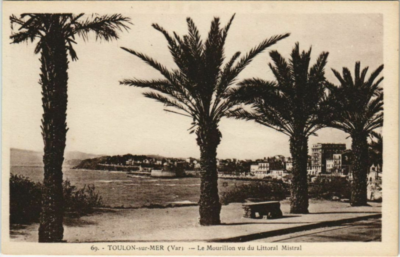 Carte postale ancienne Toulon Le Mourillon vu du Littoral Mistral France à Toulon
