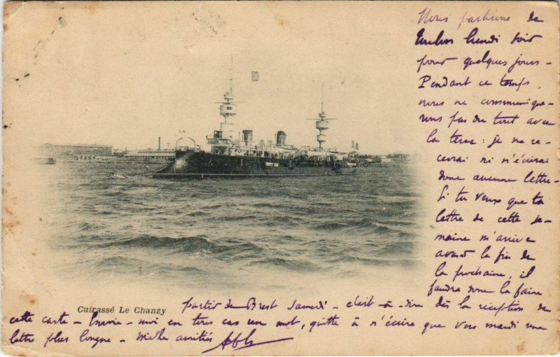 Carte postale ancienne Toulon Cuirasse Le Chanzy France à Toulon