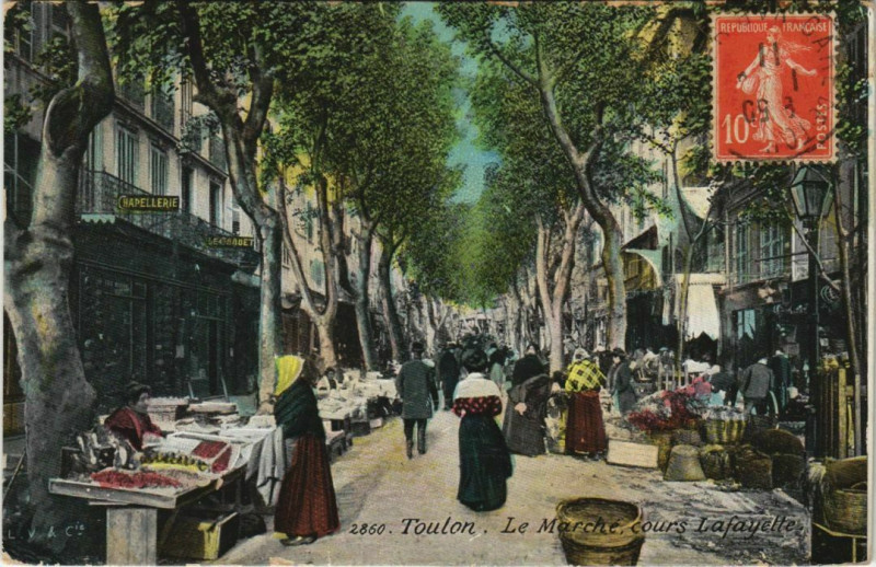 Carte postale ancienne Toulon Le Marche ,cours Lafayette France à Toulon