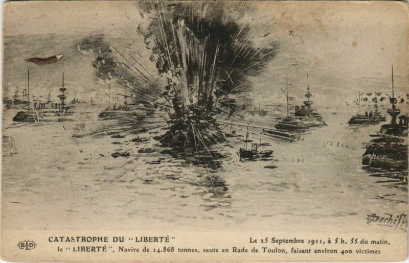 Carte postale ancienne Toulon Catastrophe du Liberte France à Toulon