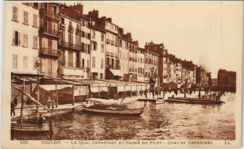Carte postale ancienne Toulon Le Quai Cronstadt et Carre du Port France à Toulon