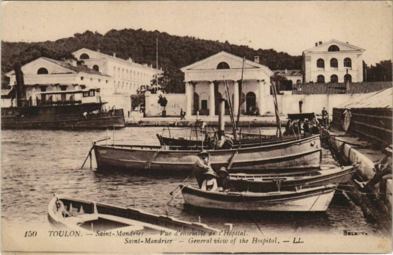 Carte postale ancienne Toulon Saint-Mandier ,vue d'ensemble de l'Hopital France à Toulon