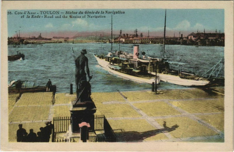 Carte postale ancienne Toulon Statue du Genie de la Navigation France à Toulon