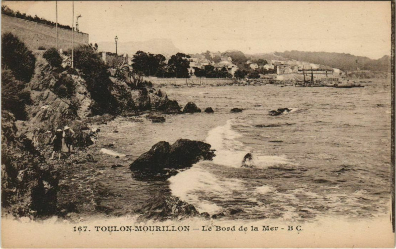 Carte postale ancienne Toulon Mourillon ,Le Bord de la Mer France à Toulon