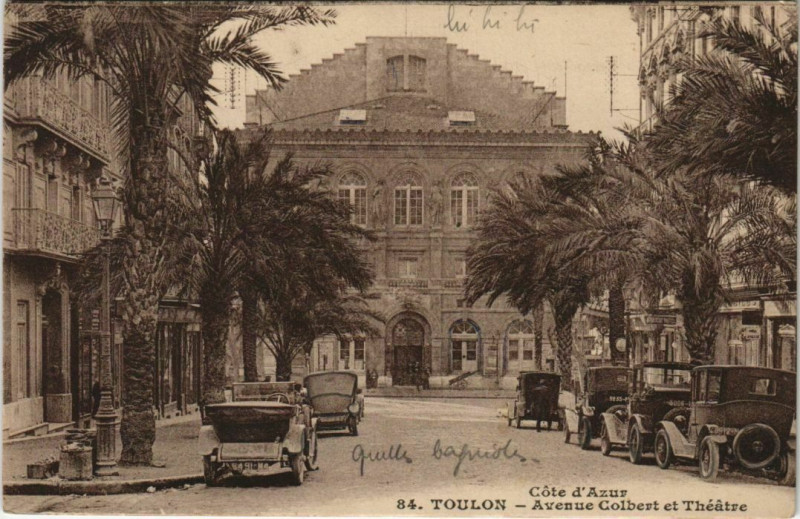 Carte postale ancienne Toulon Avenue Colbert et Theatre France à Toulon