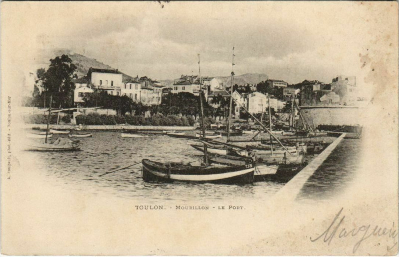 Carte postale ancienne Toulon Mourillon ,Le Port France à Toulon