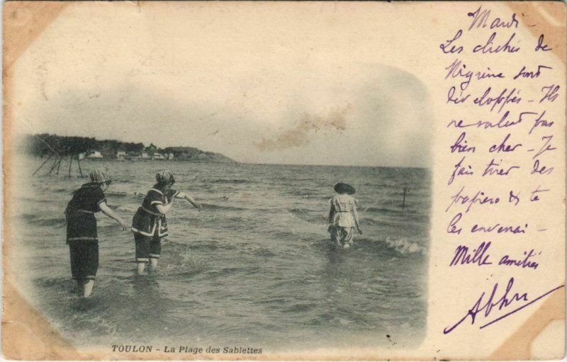 Carte postale ancienne Toulon La Plage des Sablettes France à Toulon