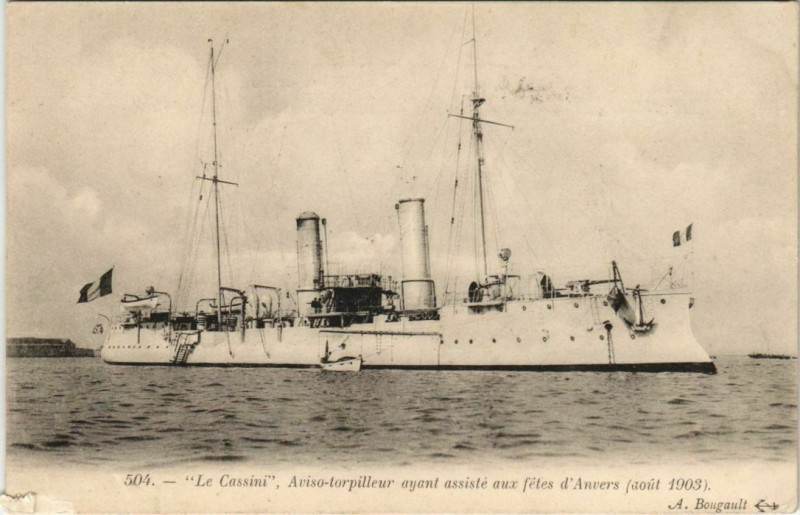 Carte postale ancienne Toulon Le Cassini,Aviso torpilleur France à Toulon