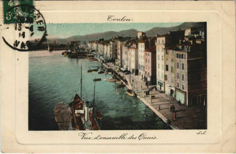 Carte postale ancienne Toulon vue d'ensemble des Quais France à Toulon