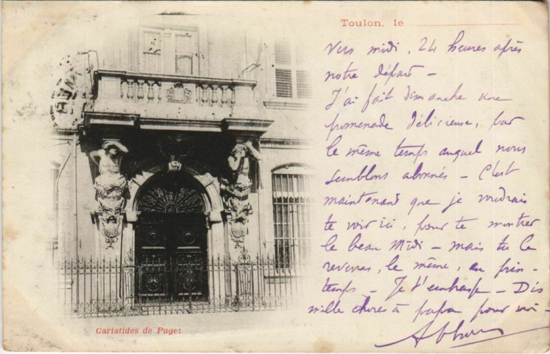 Carte postale ancienne Toulon Cariatides de Puget France à Toulon