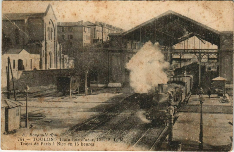 Carte postale ancienne Toulon Train cote d'azur ,Cie P.L.M. France à Toulon