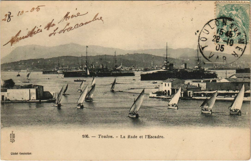 Carte postale ancienne Toulon La Rade et l'Escadre France à Toulon