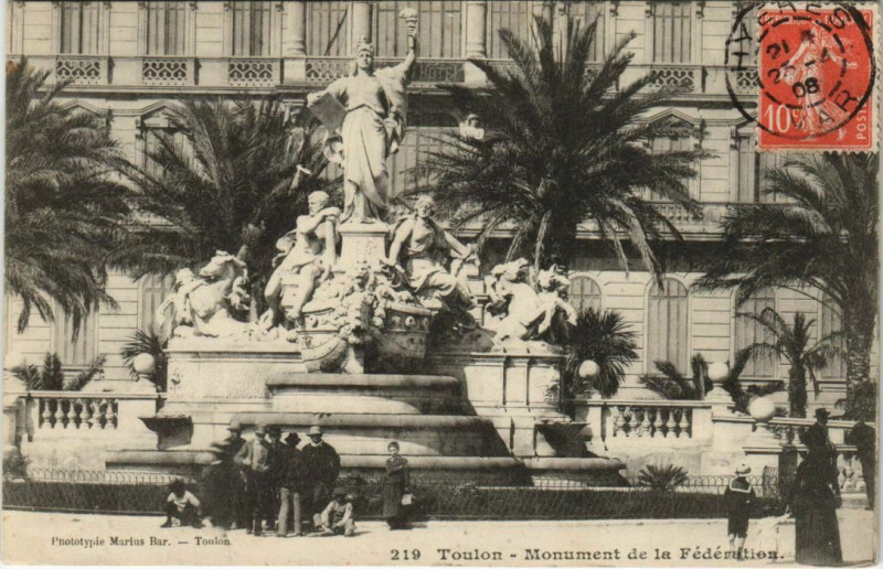 Carte postale ancienne Toulon Monument de la Federation France à Toulon