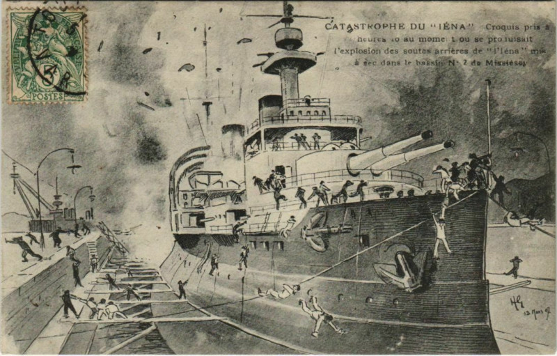 Carte postale ancienne Toulon Catastrophe du Iena France à Toulon