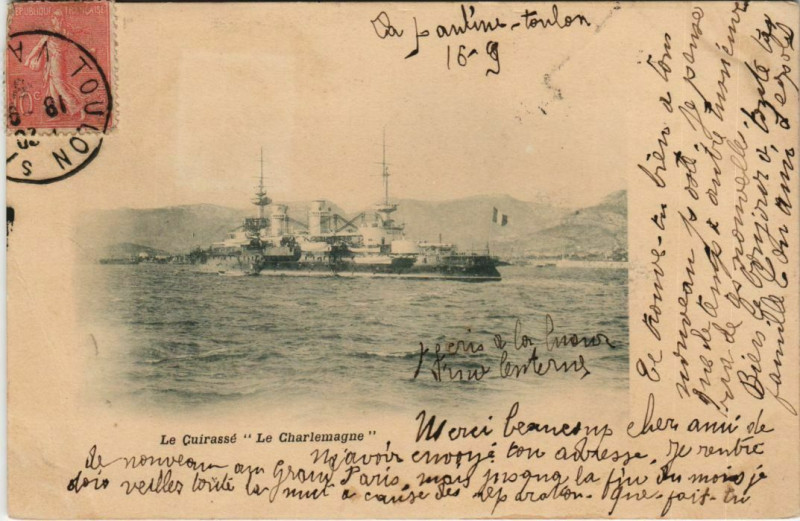Carte postale ancienne Toulon Le Cuirasse Le Charlemagne France à Toulon