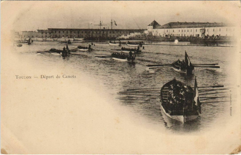 Carte postale ancienne Toulon Depart de Canots France à Toulon