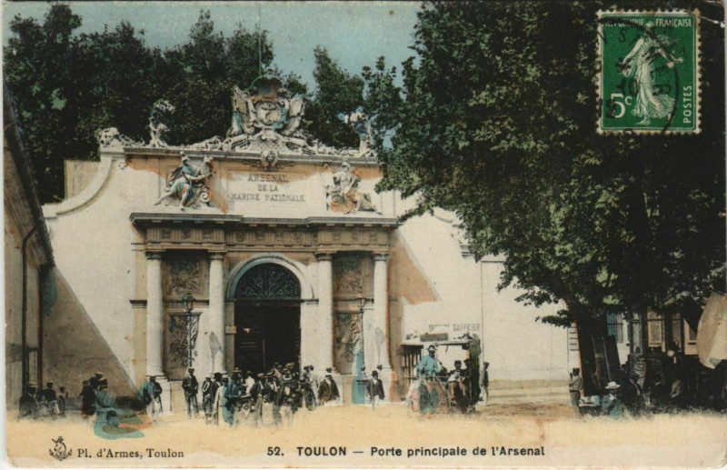 Carte postale ancienne Toulon Porte principale de l'Arsenal France à Toulon