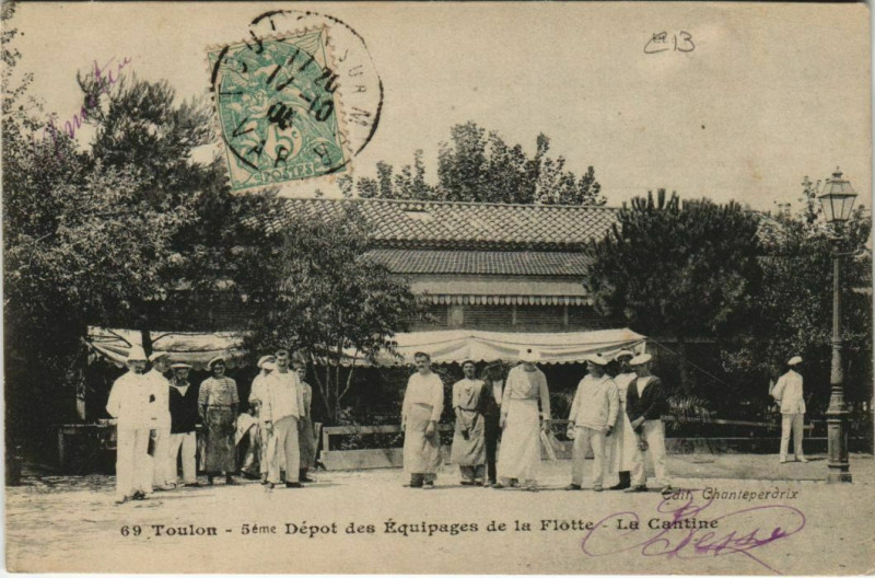Carte postale ancienne Toulon 5me Depot des Equipages de la Flotte ,La Cantine France à Toulon