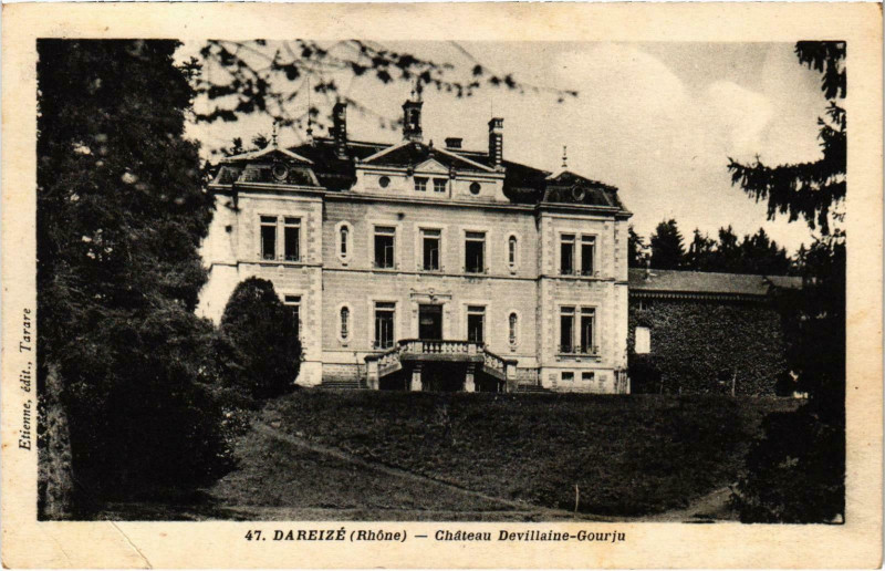 Carte postale ancienne Dareize chateau Devilaine Gourju Rhone