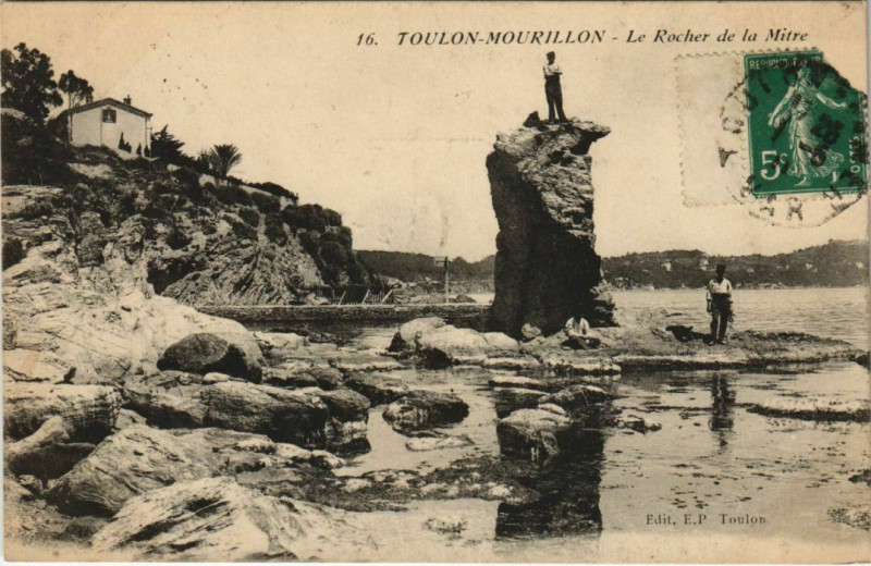 Carte postale ancienne Toulon Mourillon ,LeRocher de la Mitre France à Toulon