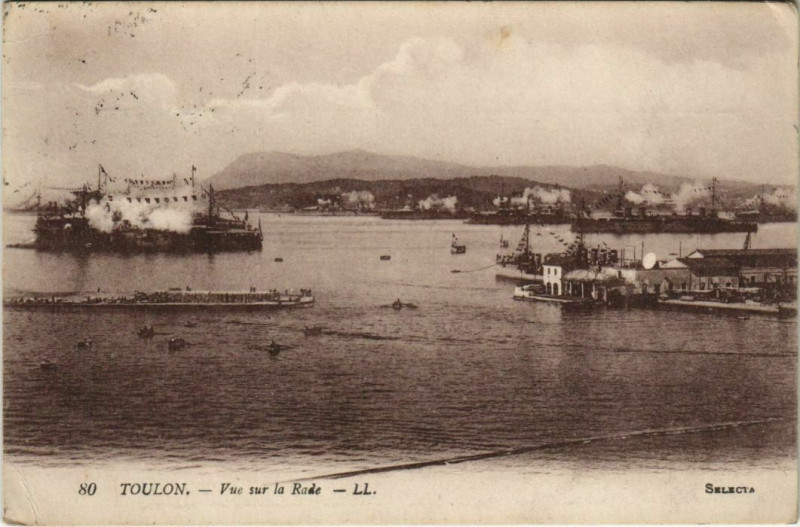 Carte postale ancienne Toulon vue sur la Rade France à Toulon
