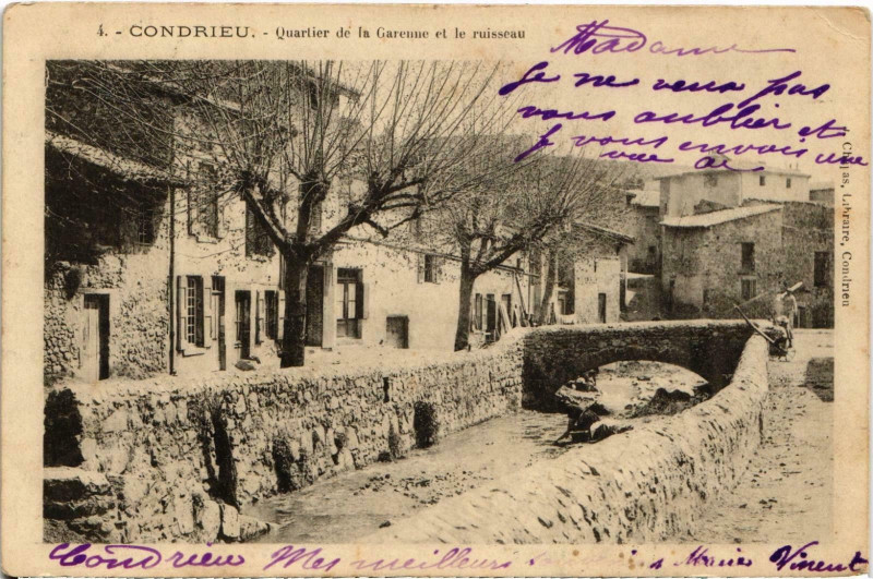 Carte postale ancienne Condrieu Quartier Rhone à Condrieu