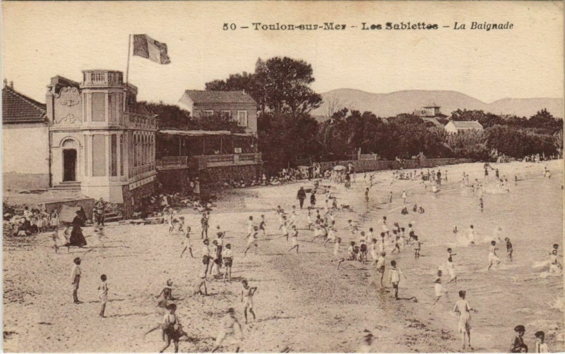 Carte postale ancienne Toulon Les Sablettes ,La Baignade France à Toulon