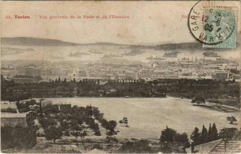 Carte postale ancienne Toulon vue generale de la Rade France à Toulon