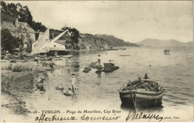 Carte postale ancienne Toulon Plage du Mourillon ,Cap Brun France à Toulon