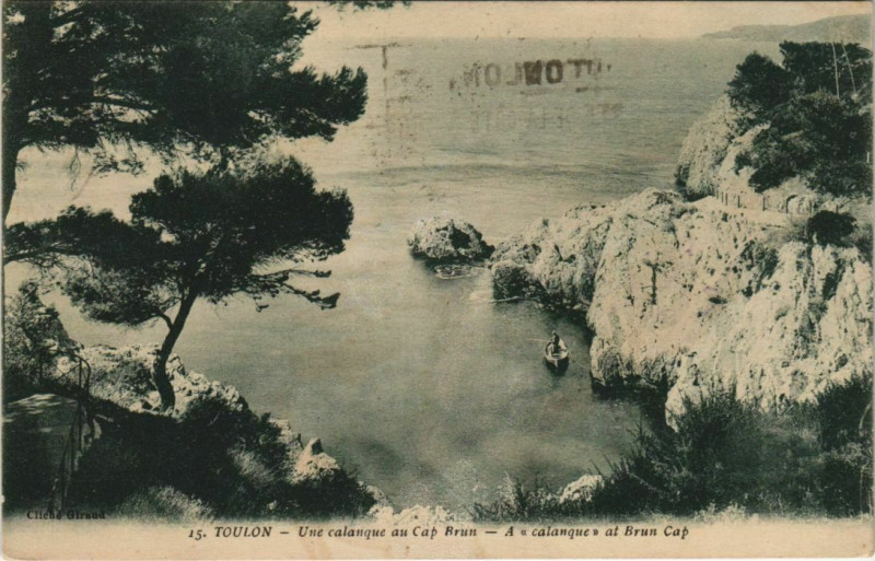 Carte postale ancienne Toulon Une calanque au Cap Brun France à Toulon