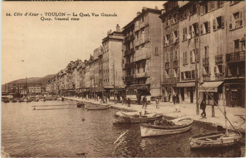 Carte postale ancienne Toulon Le Quai ,vue generale France à Toulon